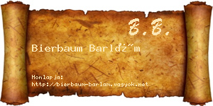 Bierbaum Barlám névjegykártya